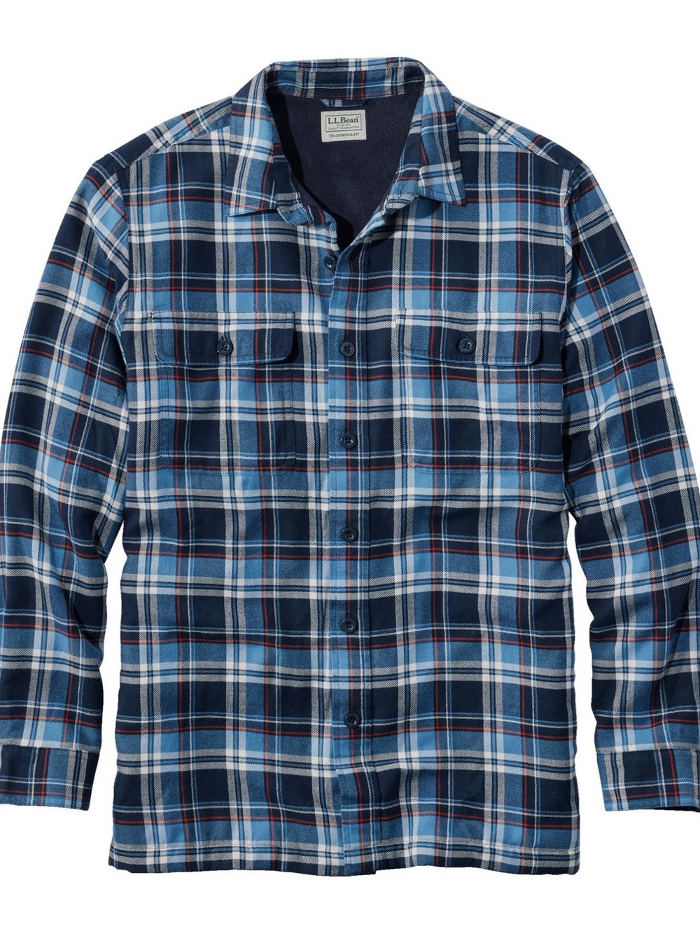 L.L.Bean Men's Fleece-Lined Flannel Shirt, Traditional Fit